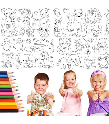 🎨 ¡Dale color a su imaginación... sin preocuparte por las paredes! 🧒🖌️Rollo de 3 mts con dibujos para pintar 🖍️ Incluye caja de lápices DE 24 colores